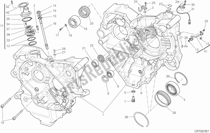All parts for the Half-crankcases Pair of the Ducati Diavel FL Thailand 1200 2019